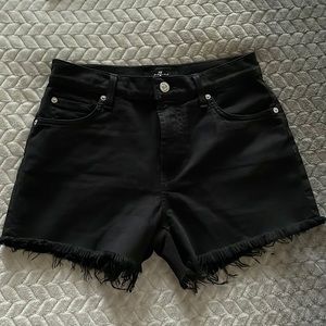 7 for All Mankind Premium Denim Cut Off Shorts - Black - Size 26
